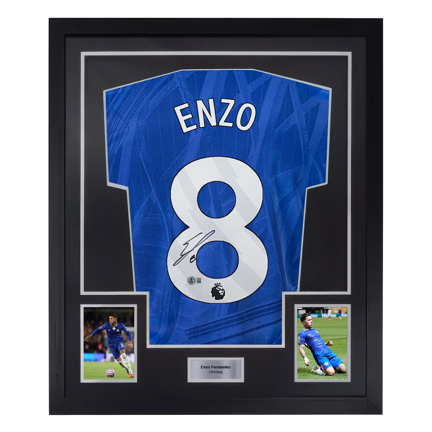 Framed Enzo Fernandez Signed Chelsea FC 2025-26 Home Soccer Jersey #8 with Beckett Witness