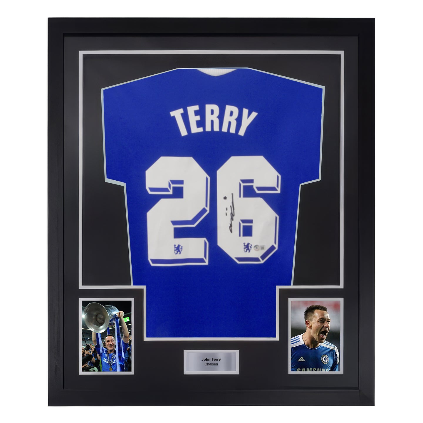 Framed John Terry Signed Chelsea FC Champions League Soccer Jersey #26 with Beckett COA