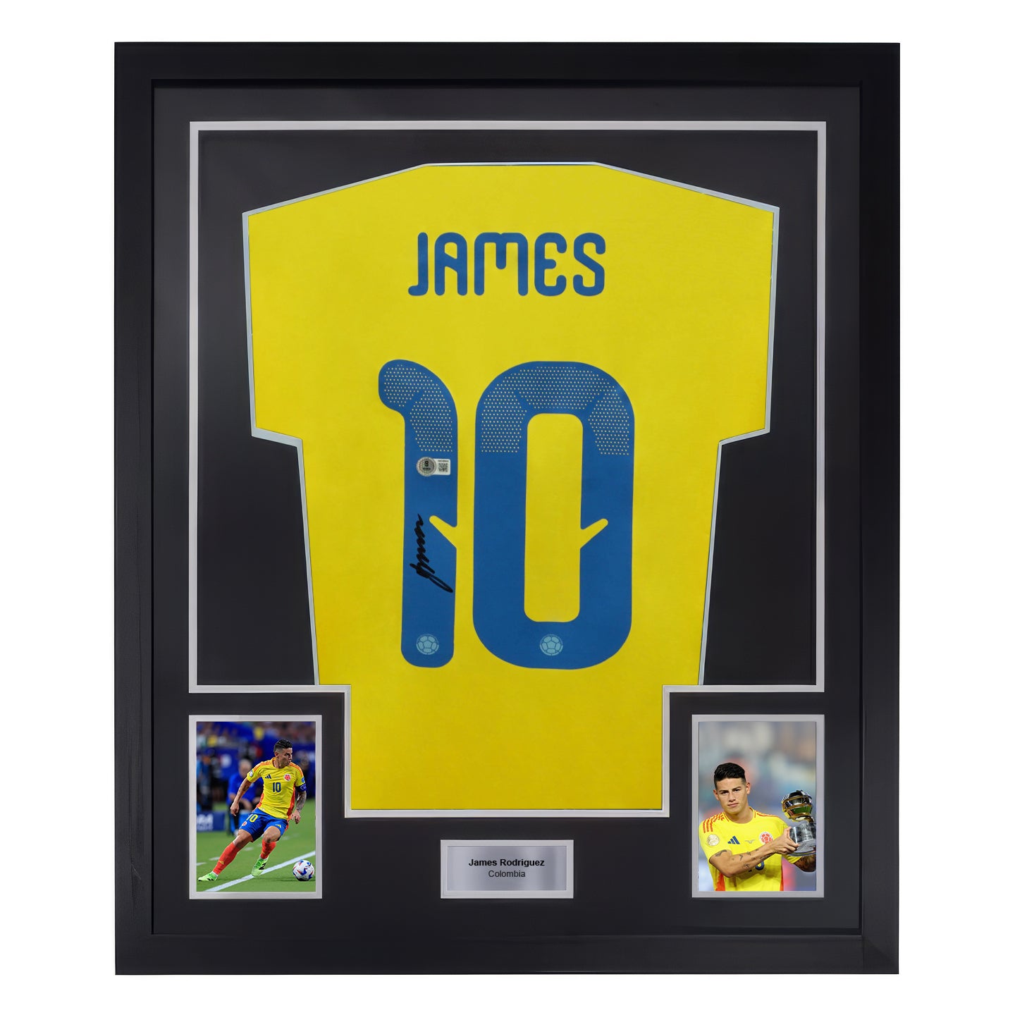 Framed James Rodriguez Signed Colombia Soccer Jersey #10 with Beckett Witness
