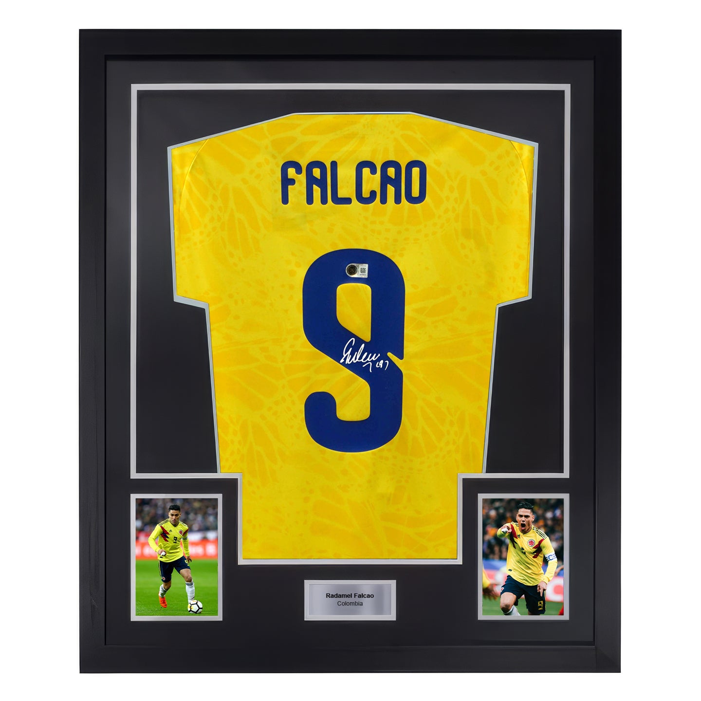 Framed Radamel Falcao Signed Colombia Soccer Jersey #9 with Beckett COA