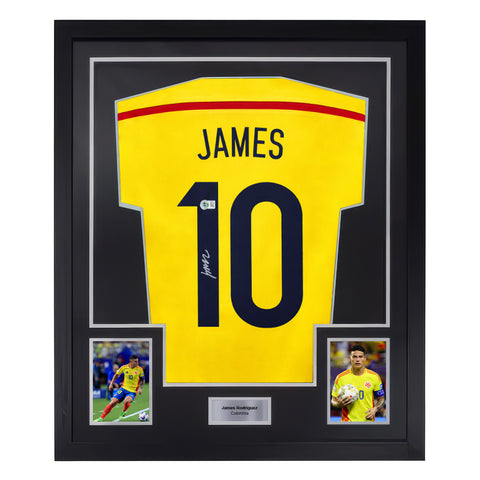 Framed James Rodriguez Signed Colombia Soccer Jersey #10 with Beckett Witness