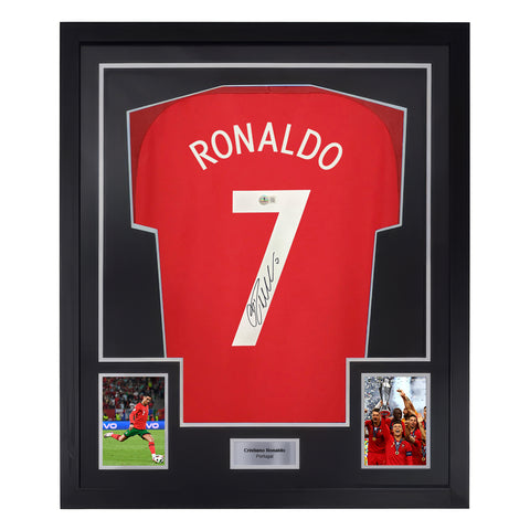 Framed Cristiano Ronaldo Signed Portugal 2016 EURO Final Soccer Jersey #7 with Beckett COA