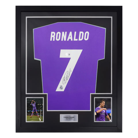 Framed Cristiano Ronaldo Signed Real Madrid 2017 UCL Final Jersey with Beckett COA