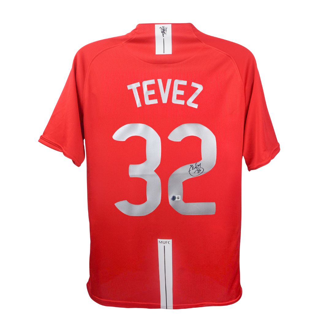 Carlos Tevez Signed Manchester Utd 08 UCL Final Jersey #32 with Beckett Witness
