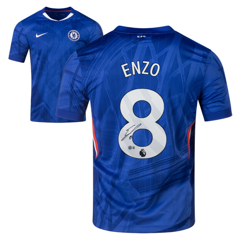 Enzo Fernandez Signed Chelsea FC 2025-26 Home Soccer Jersey #8 with Beckett Witness