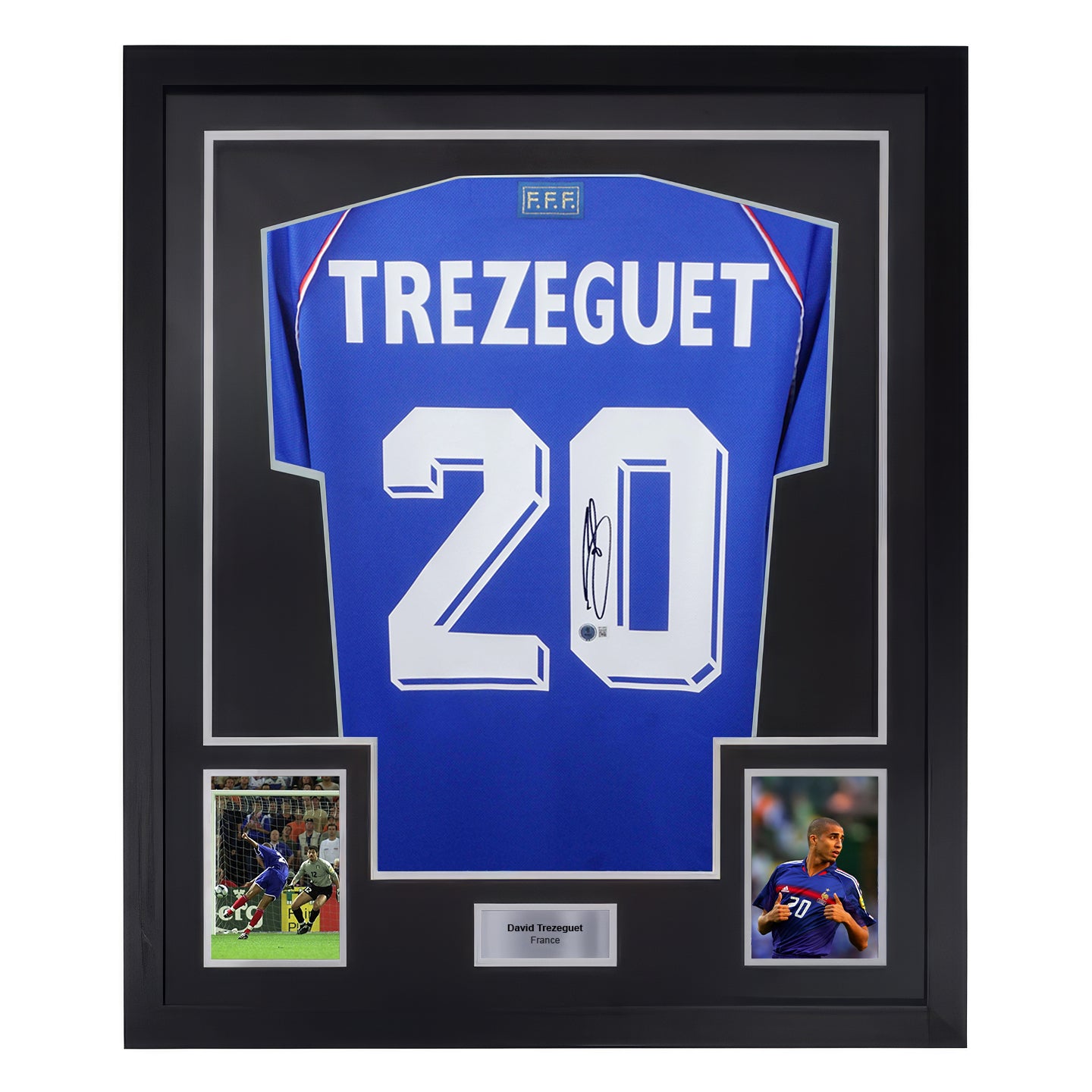 Framed David Trezeguet Signed France Soccer Jersey #20 with Beckett Witness