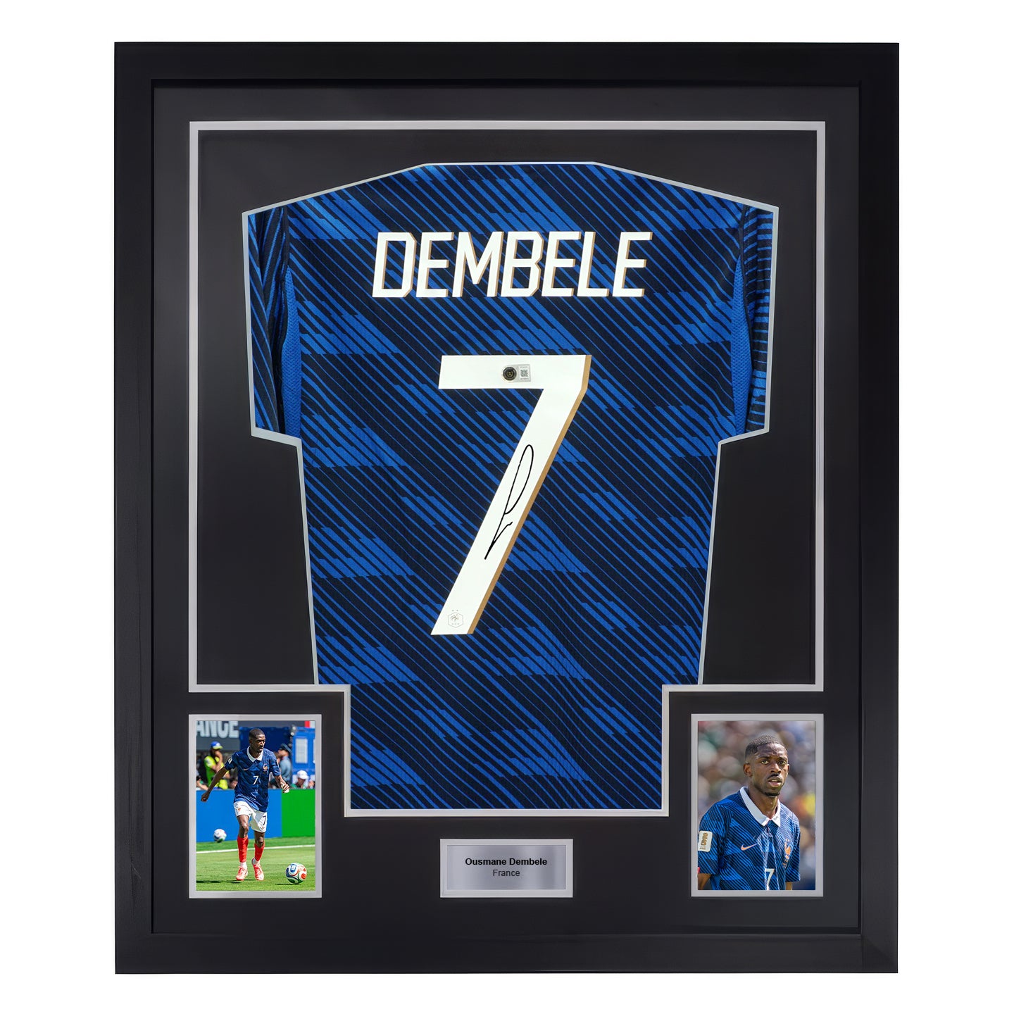 Framed Ousmane Dembele Signed France Soccer Jersey #7 with Beckett COA