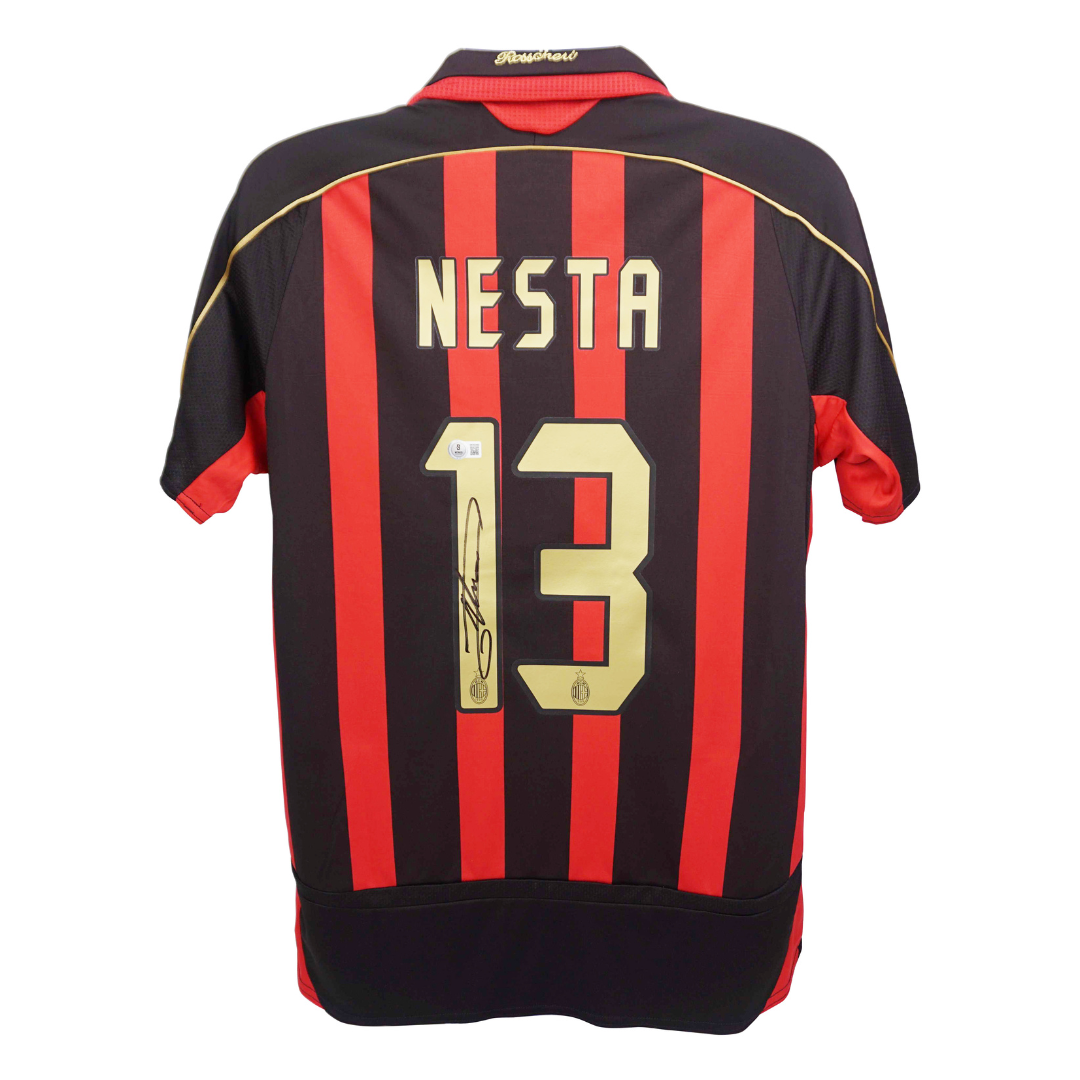 Alessandro Nesta Signed AC Milan Home Soccer Jersey #13 with Beckett Witness