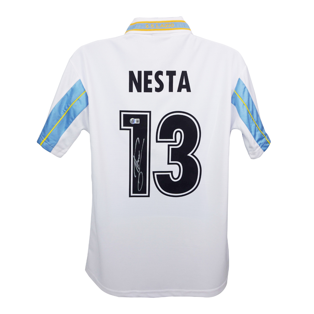 Alessandro Nesta Signed Lazio Away Soccer Jersey #13 with Beckett Witness