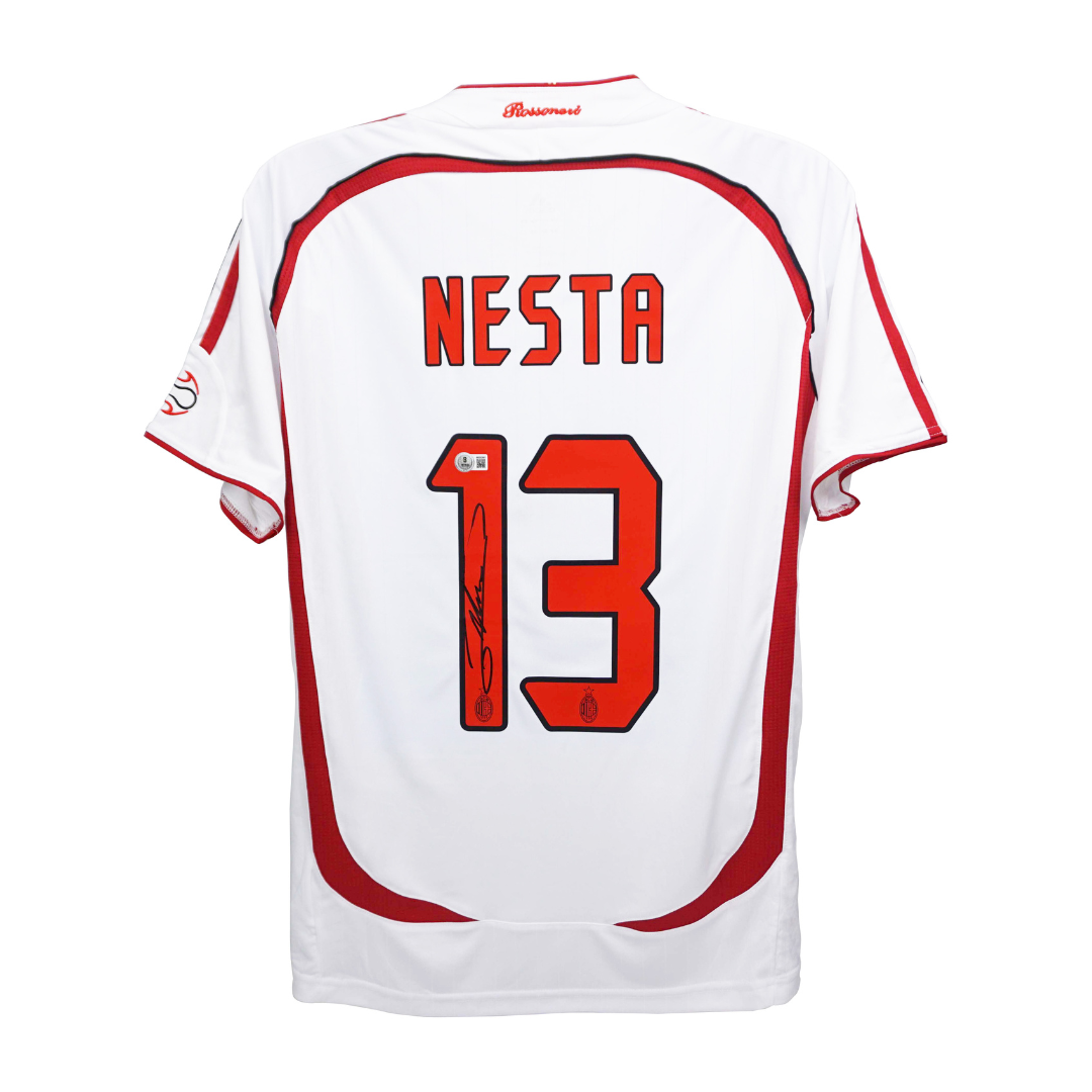 Alessandro Nesta Signed AC Milan Away Soccer Jersey #13 with Beckett Witness