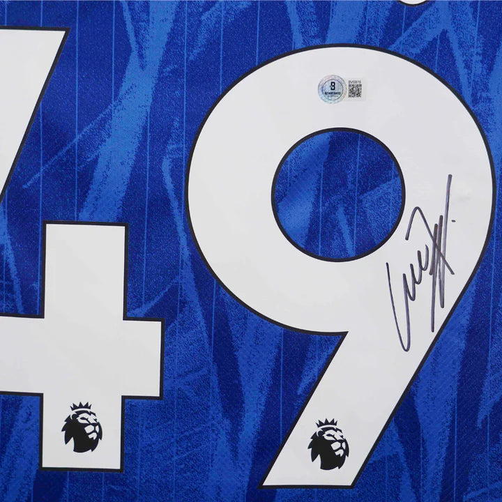 Framed Alejandro Garnacho Signed Chelsea FC Home Soccer Jersey #49 with Beckett COA