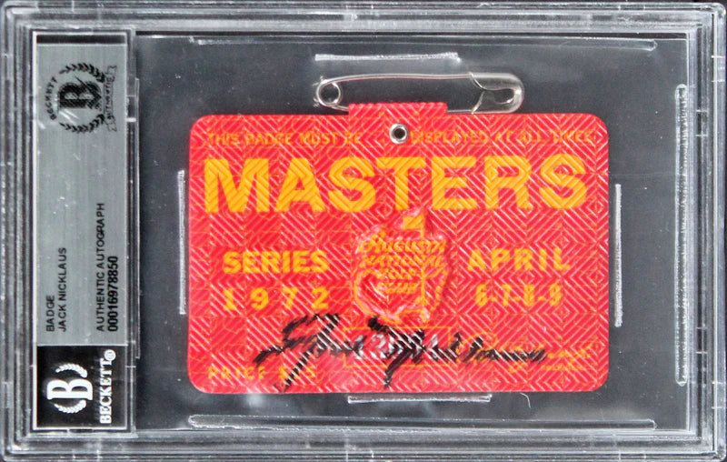 ack Nicklaus Signed 1972 Masters Augusta National Badge Ticket BAS