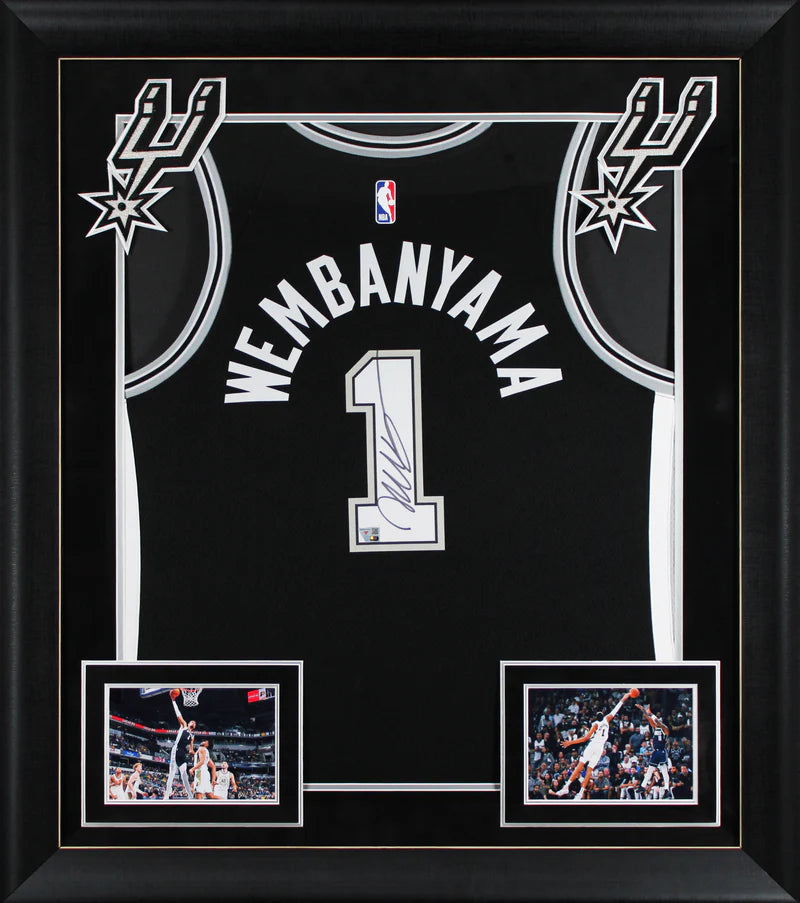 Spurs Victor Wembanyama Signed Black Nike Icon Edition Framed Jersey Fanatics