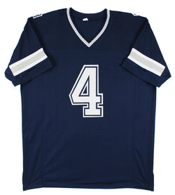 Dak Prescott Signed Navy Blue Pro Style Football Jersey with Beckett Witness
