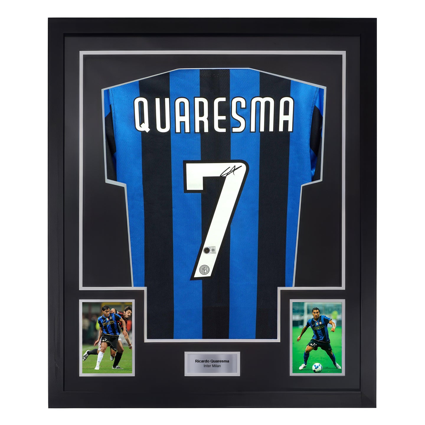 Framed Ricardo Quaresma Signed Inter Milan Soccer Jersey #7 with Beckett COA
