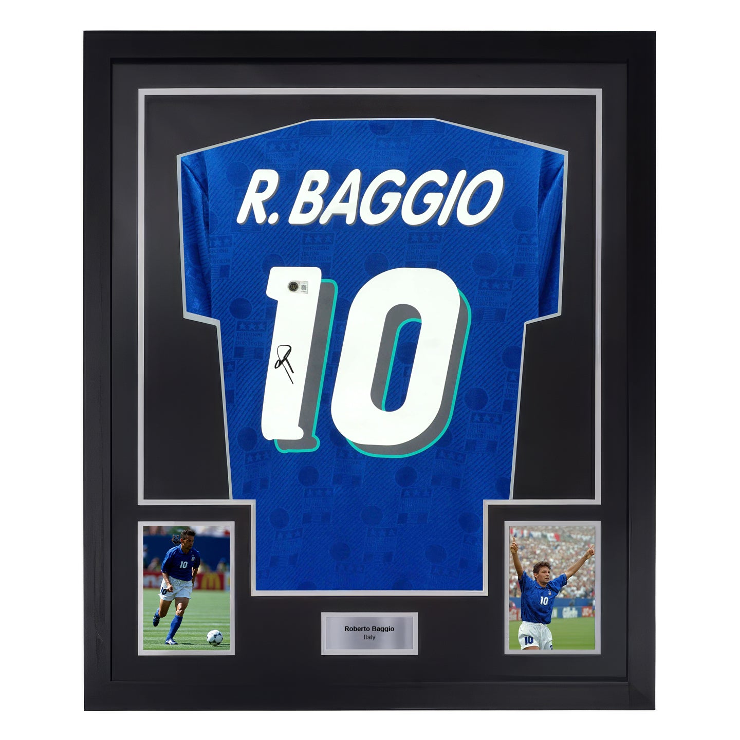 Framed Roberto Baggio Signed Italy FC Home Soccer Jersey #10 with Beckett COA