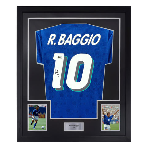 Framed Roberto Baggio Signed Italy FC Home Soccer Jersey #10 with Beckett COA