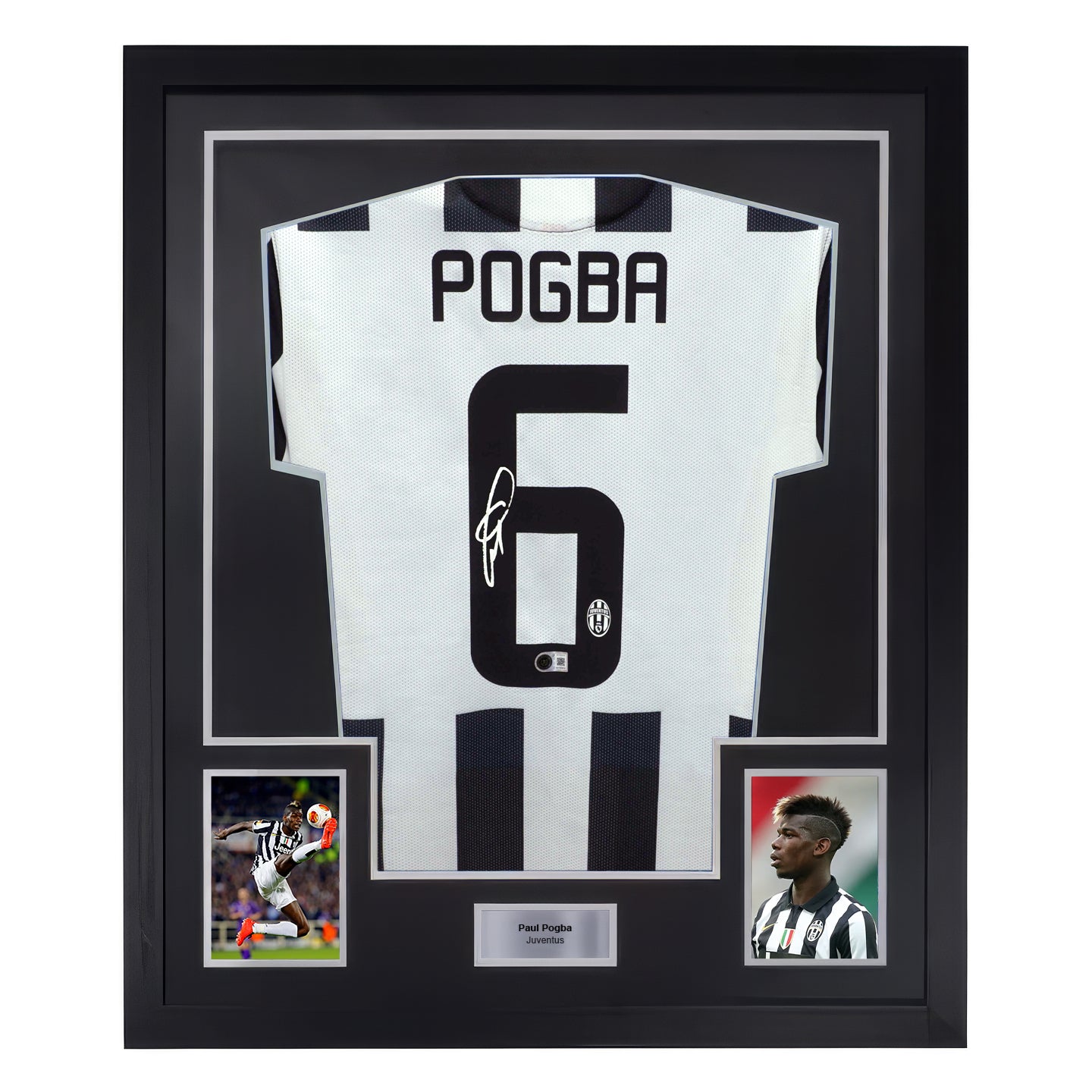 Framed Paul Pogba Signed Juventus Home Soccer Jersey #6 with Beckett COA