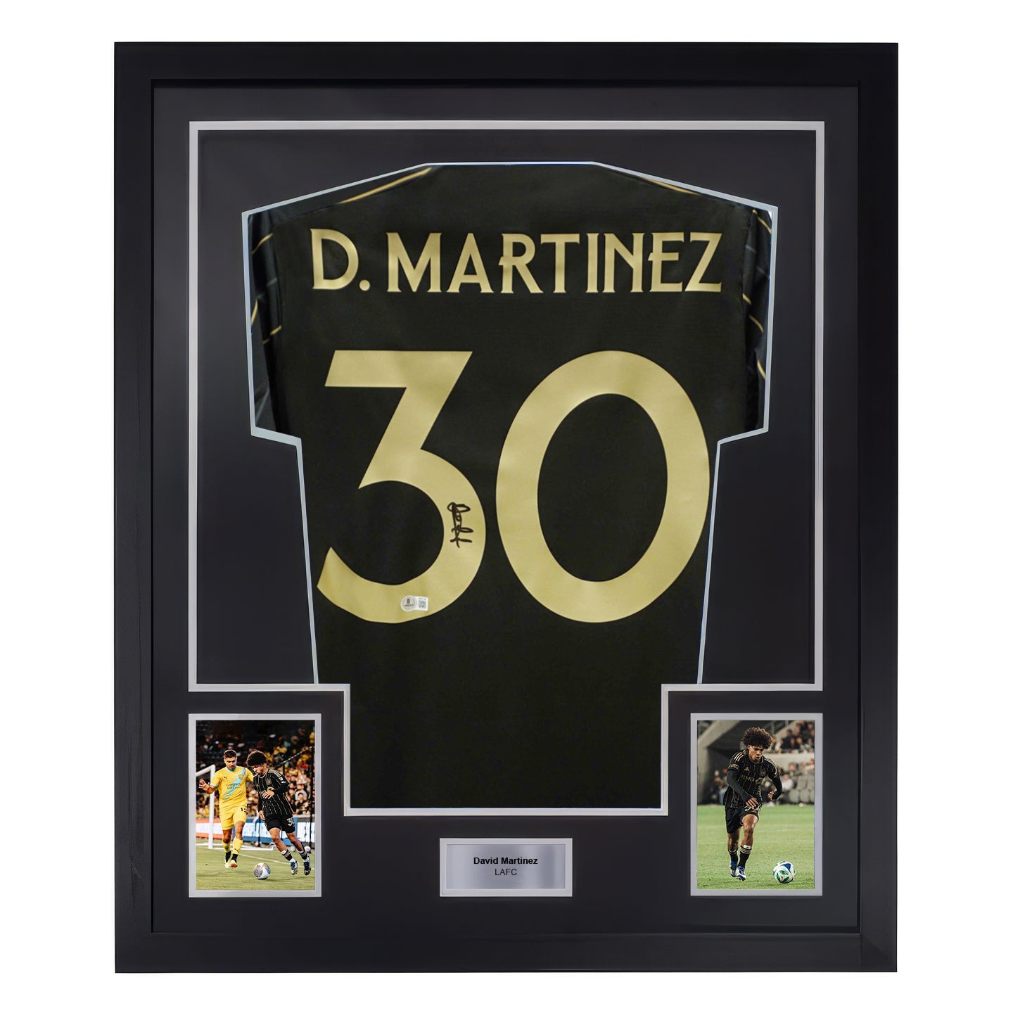 Framed David Martinez Signed LAFC Soccer Jersey #30 with Beckett COA