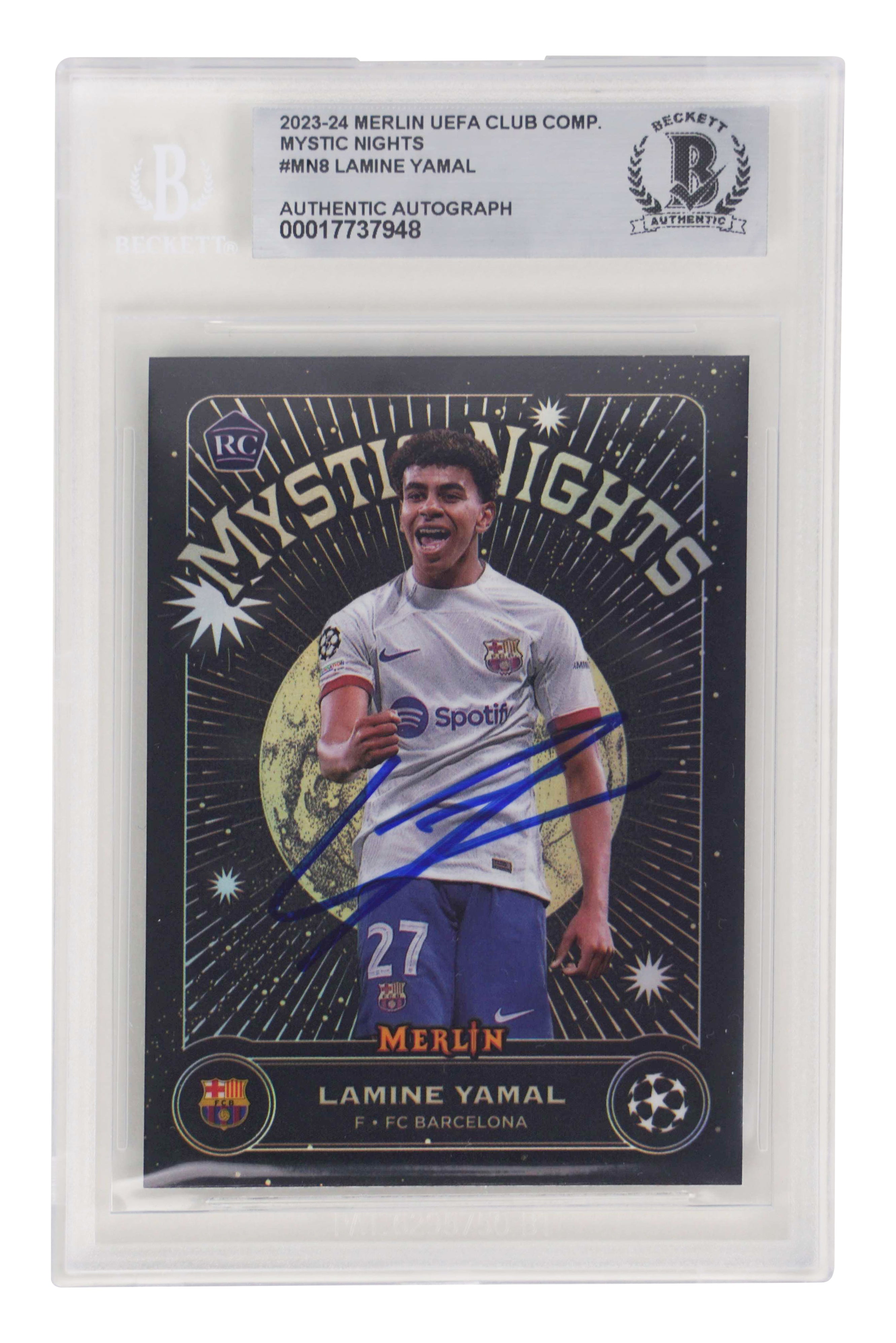 Lamine Yamal Signed 2023-24 Merlin Mystic Nights Rookie Card – BGS Authentic