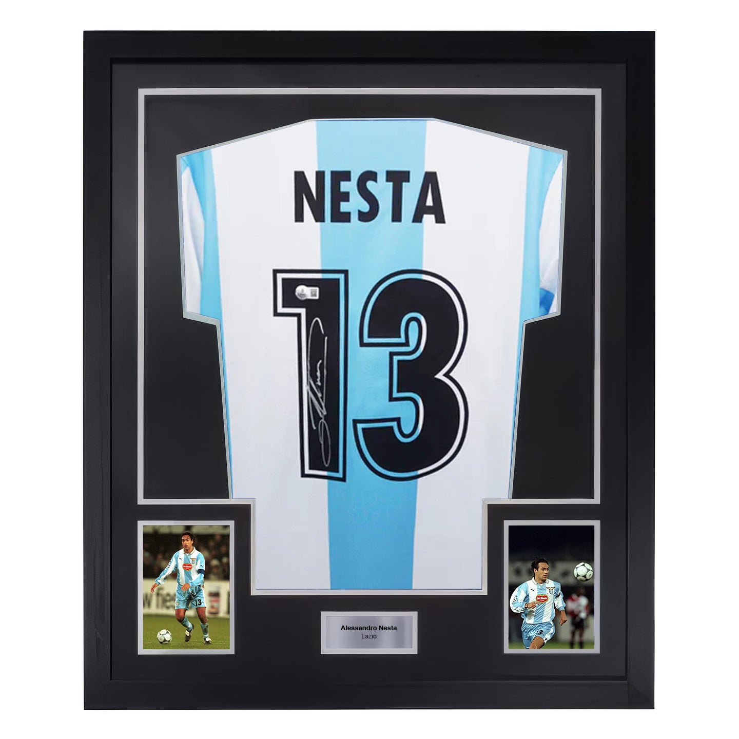 Framed Alessandro Nesta Signed Lazio Soccer Jersey #13 with Beckett Witness