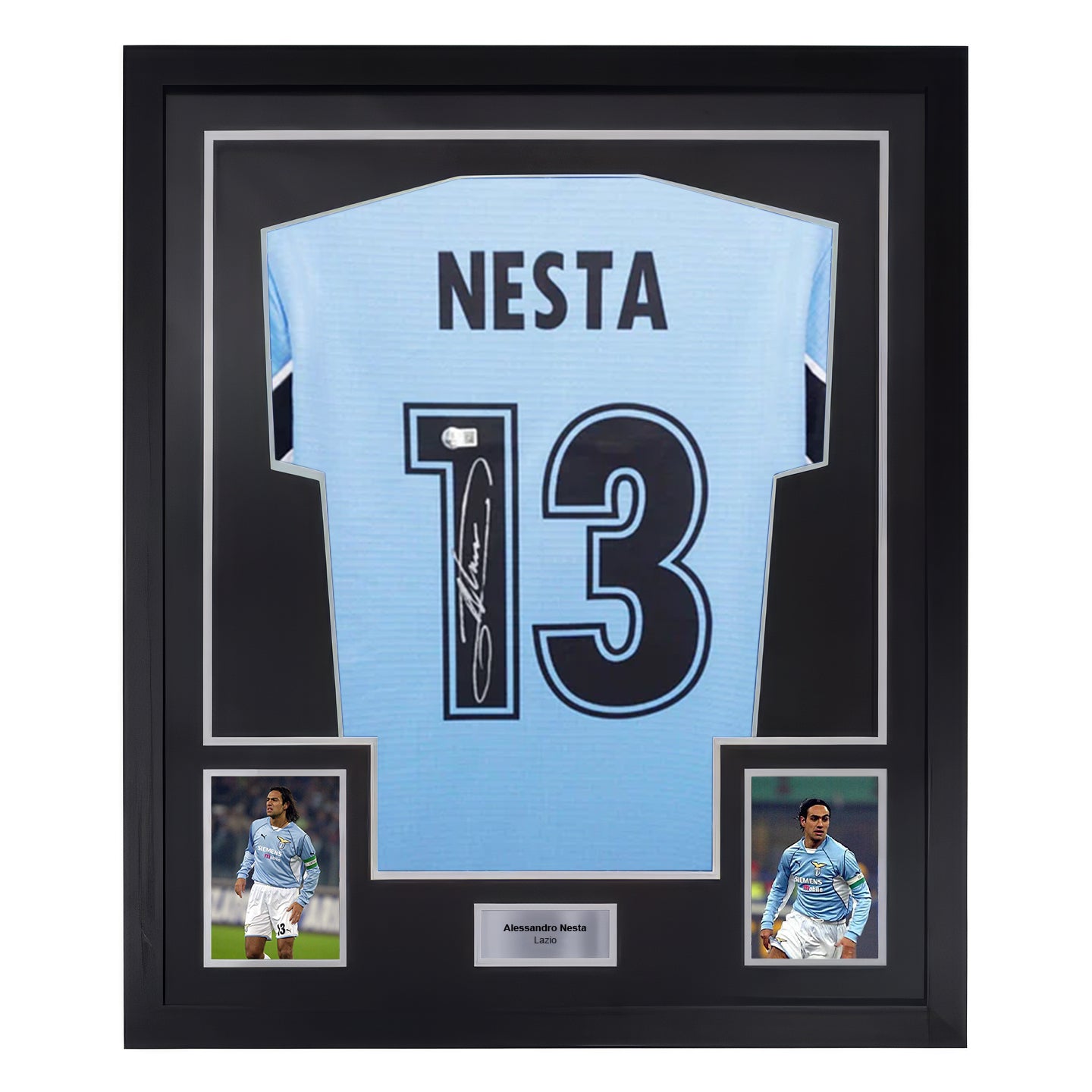 Framed Alessandro Nesta Signed Lazio Soccer Jersey #13 with Beckett Witness