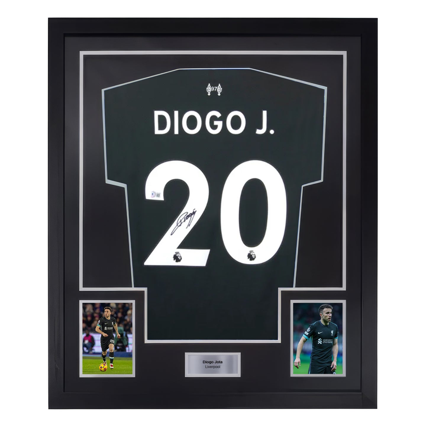 Framed Diogo Jota Signed Liverpool FC Away Soccer Jersey #20 with Beckett COA