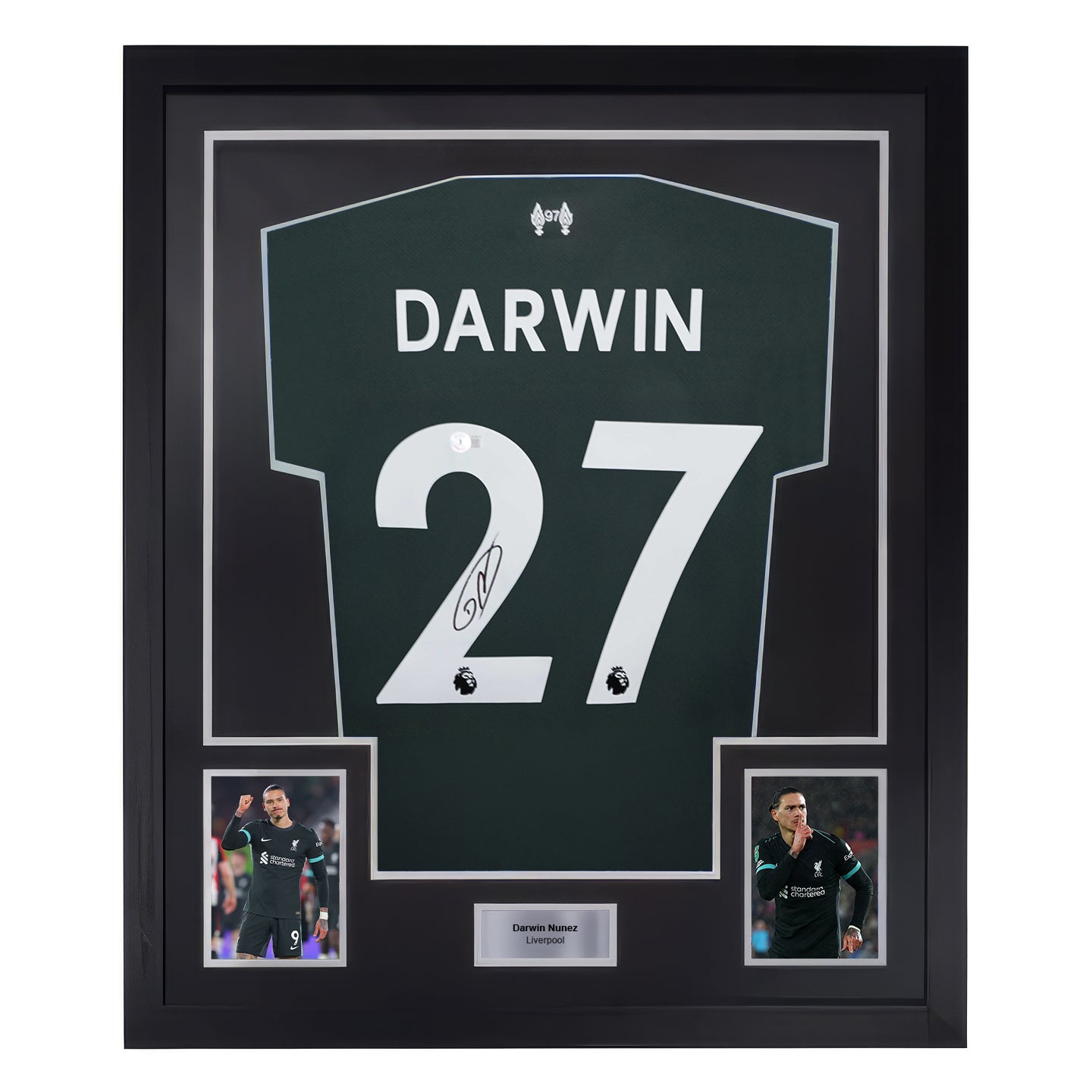 Framed Darwin Nunez Signed Liverpool FC Away Soccer Jersey #27 with Beckett COA