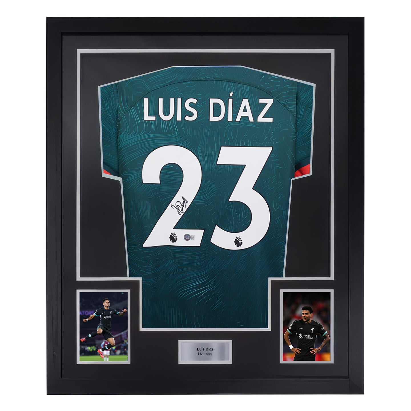 Framed Luis Diaz Signed Liverpool FC Away Soccer Jersey #23 with Beckett COA