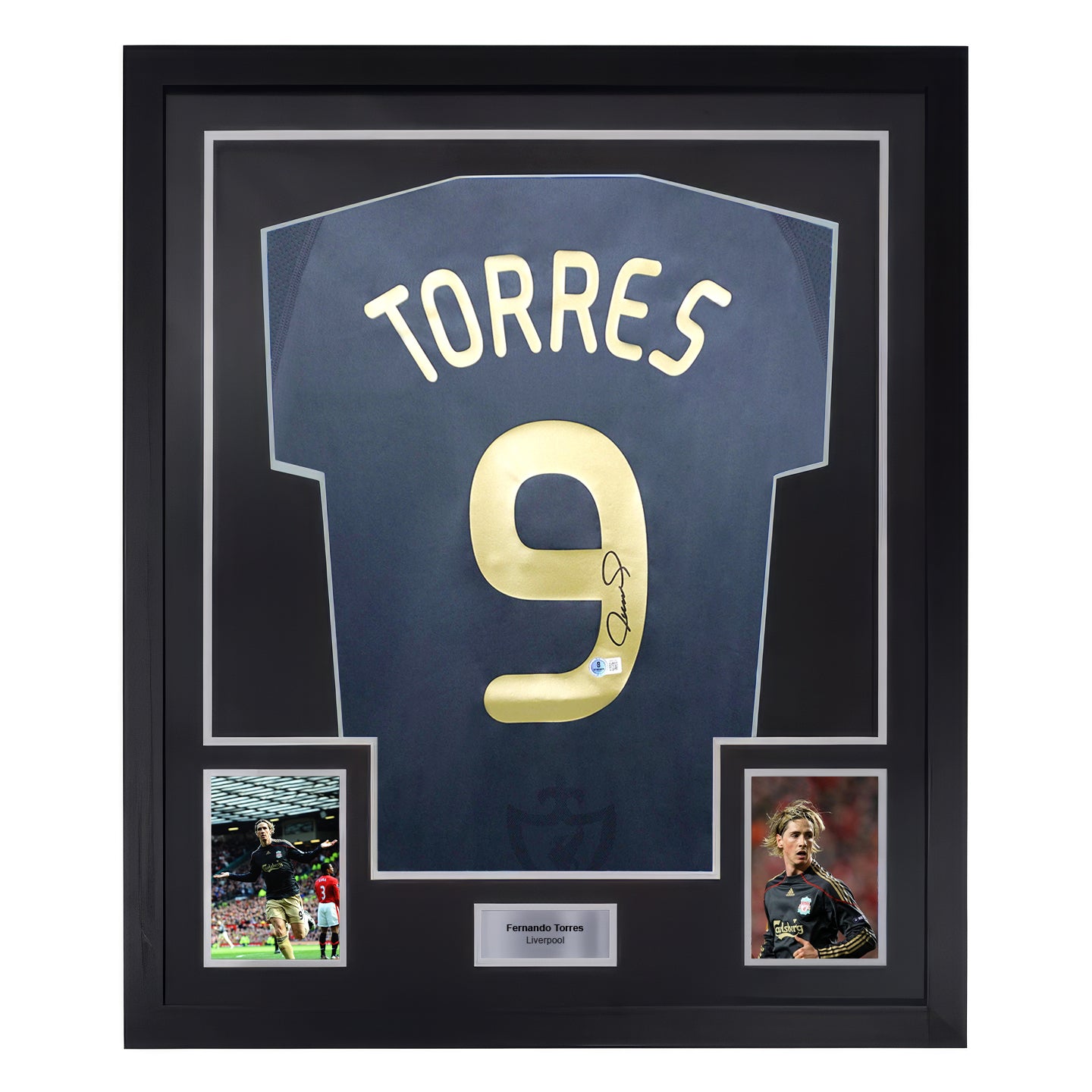 Framed Fernando Torres Signed Liverpool FC Soccer Jersey #9 with Beckett COA