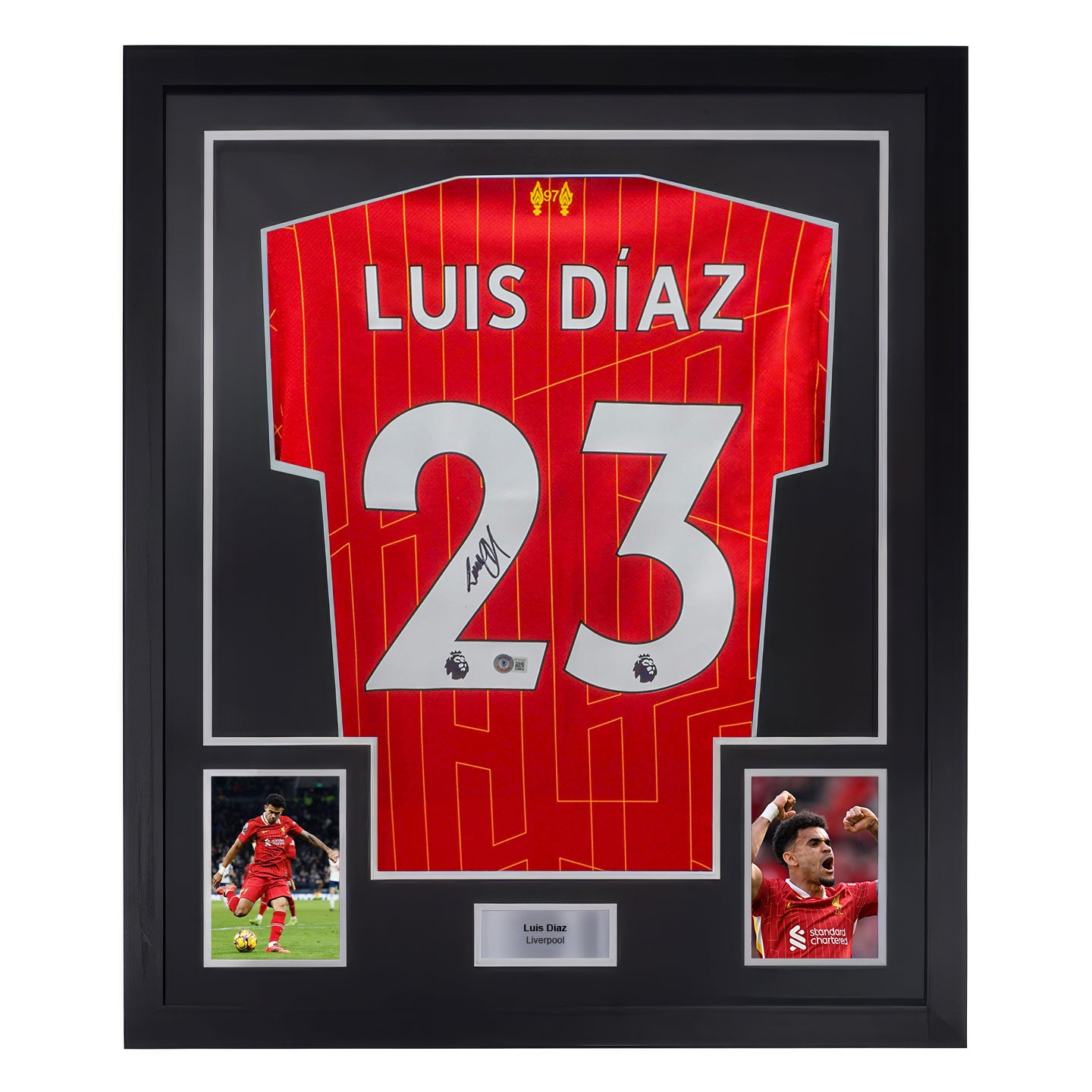 Framed Luis Diaz Signed Liverpool FC Home Soccer Jersey #23 with Beckett COA