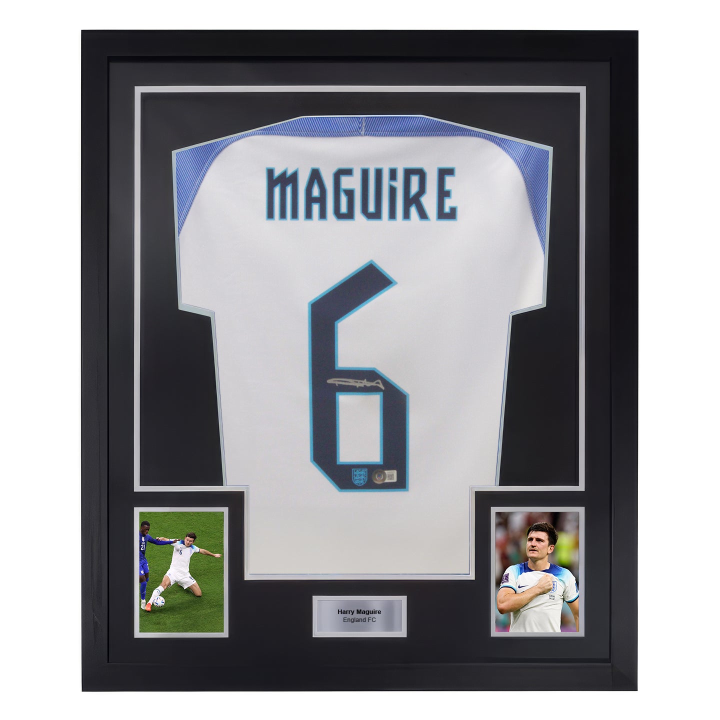Framed Harry Maguire Signed England FC Home Soccer Jersey #6 with Beckett COA