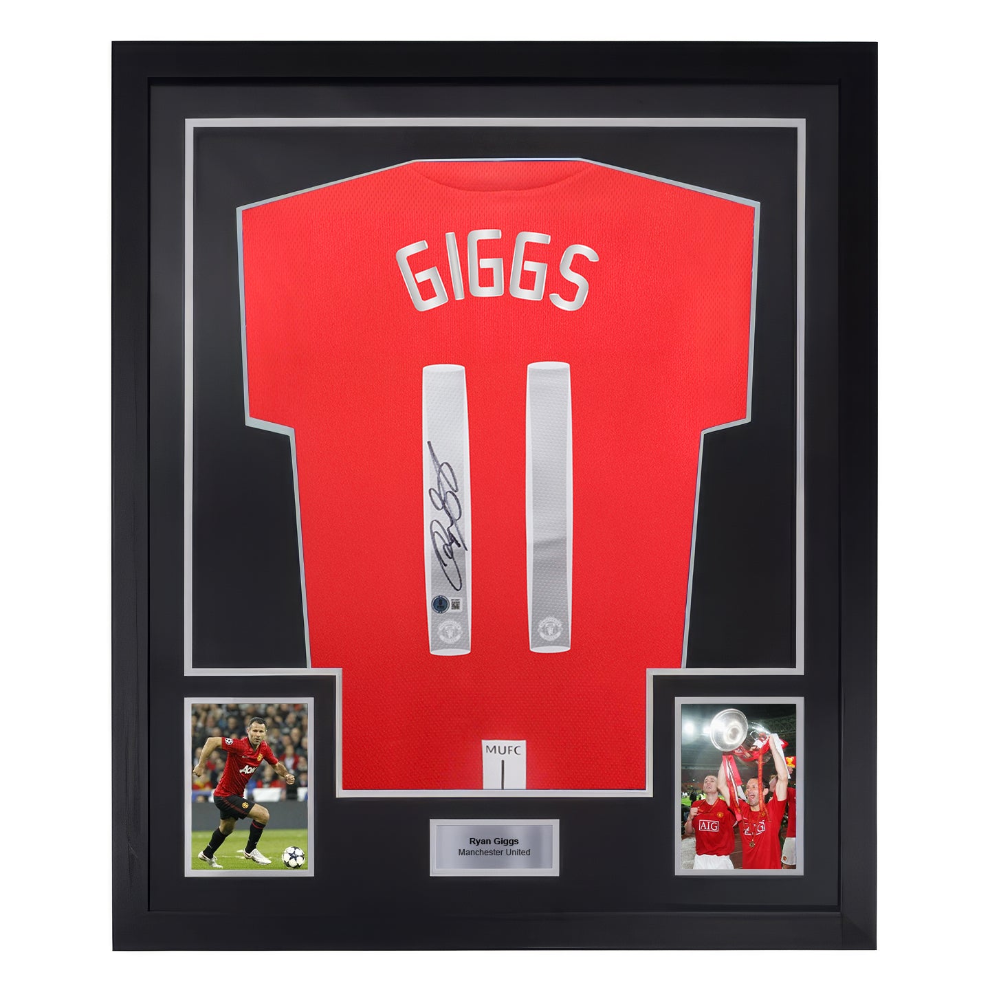 Framed Ryan Giggs Signed Manchester Utd 08 UCL Final Jersey #11 with Beckett Witness