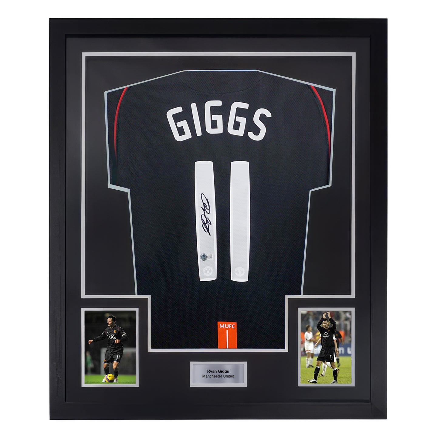 Framed Ryan Giggs Signed Manchester Utd Soccer Jersey #11 with Beckett Witness