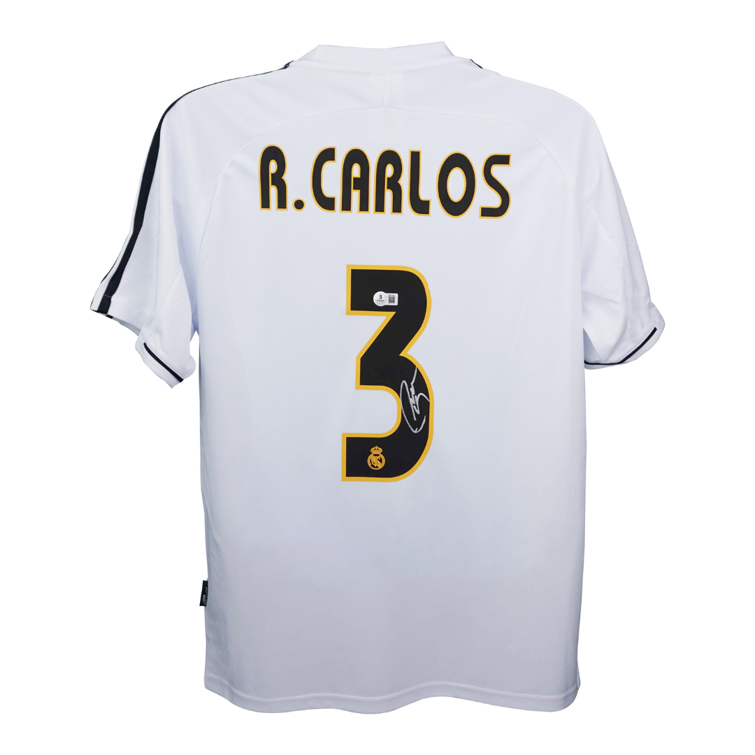 Roberto Carlos Signed Real Madrid Soccer Jersey #3 with Beckett Witness