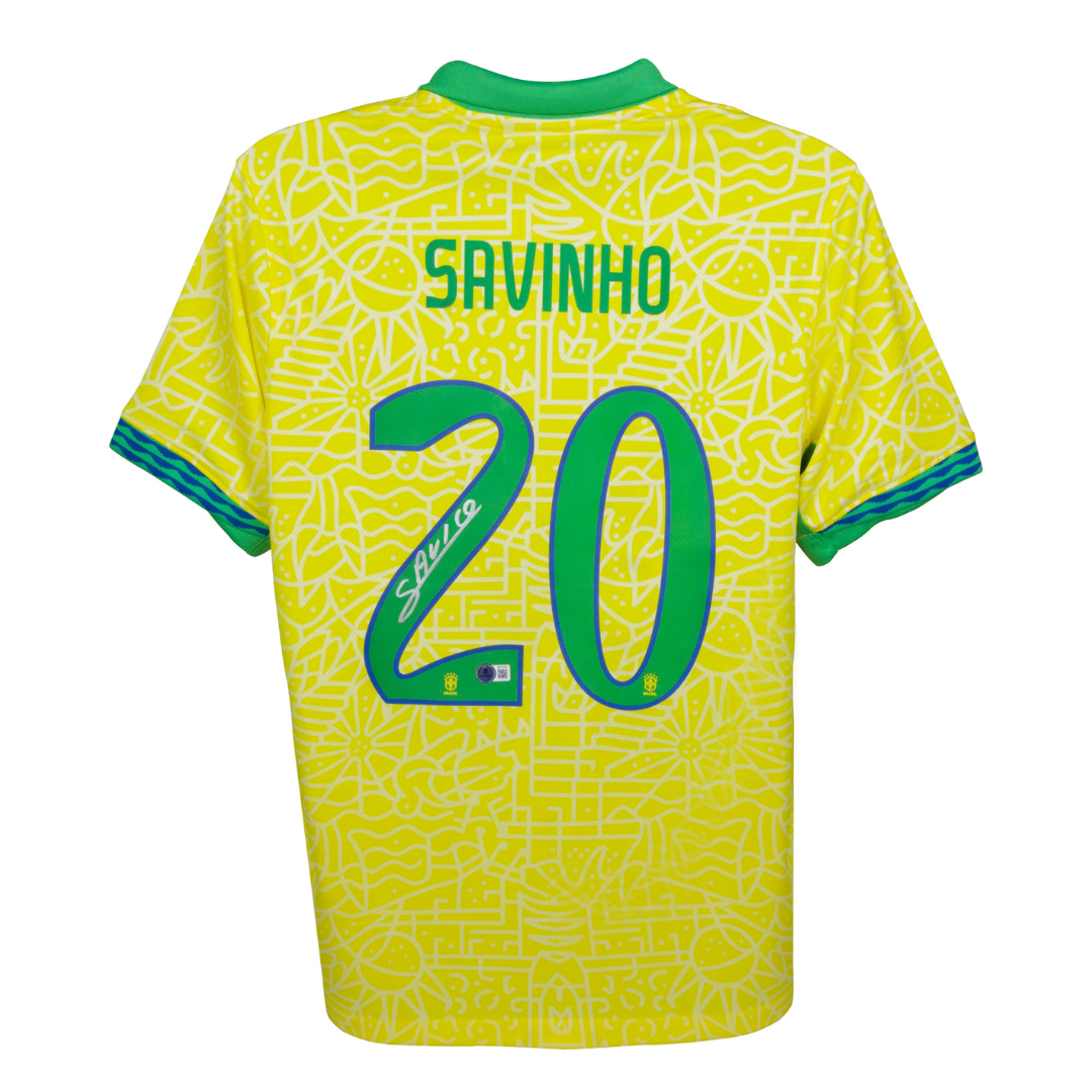Savinho Signed Brazil FC Home Soccer Jersey #20 with Beckett COA