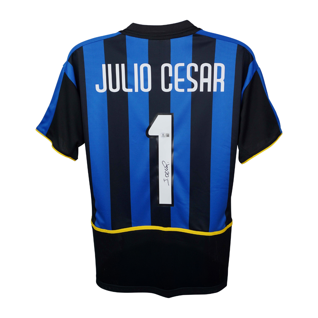 Julio Cesar Signed Inter Milan Home Soccer Jersey #1 with Beckett COA