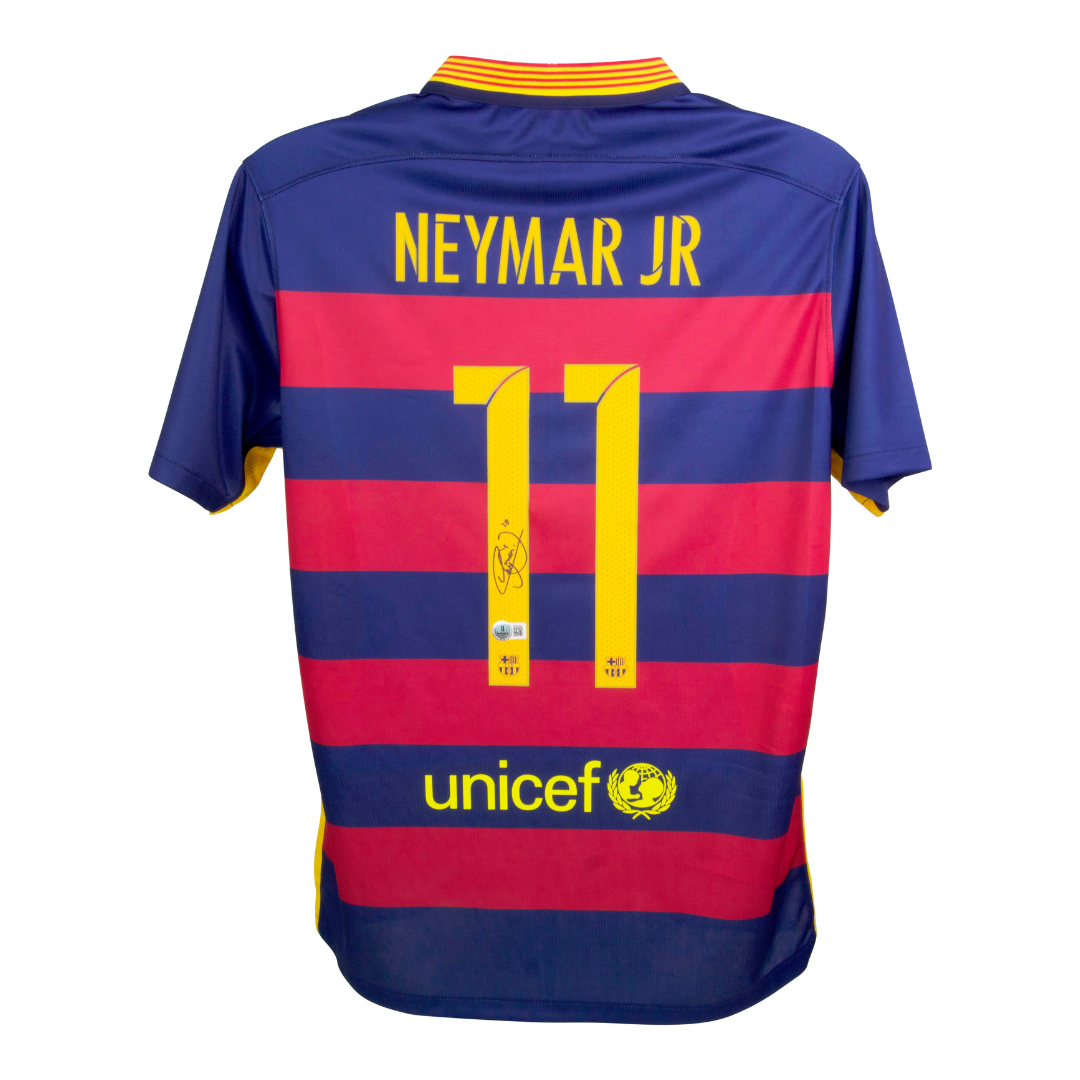 Neymar Jr Signed Barcelona Home Soccer Jersey #11 with Beckett COA