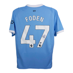 Phil Foden Signed Manchester City Soccer Jersey #47 with Beckett COA