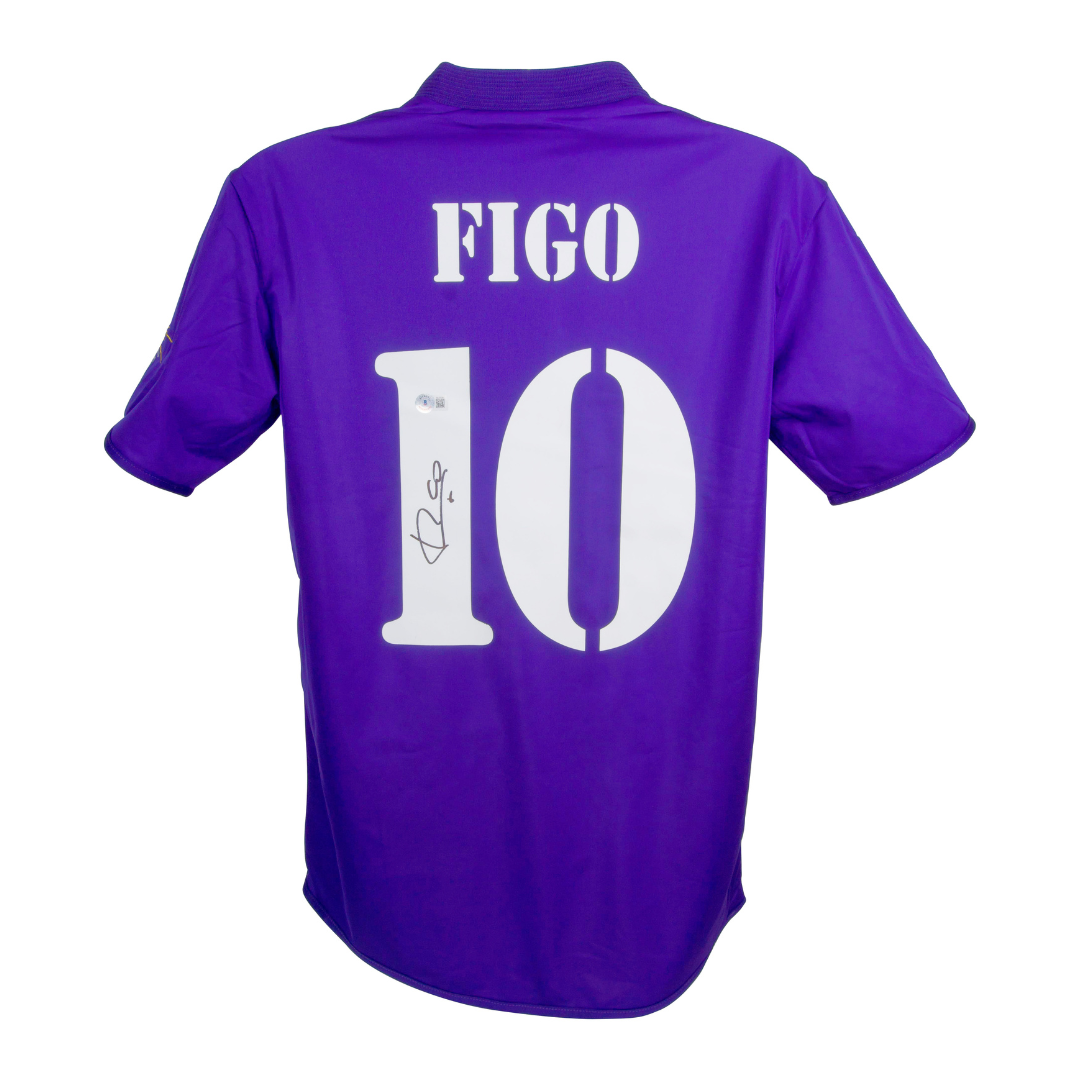 Luis Figo Signed Real Madrid Away Soccer Jersey #10 with Beckett COA
