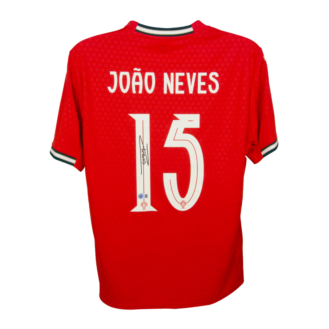 Joao Neves Signed Portugal FC Home Soccer Jersey #15 with Beckett Witness