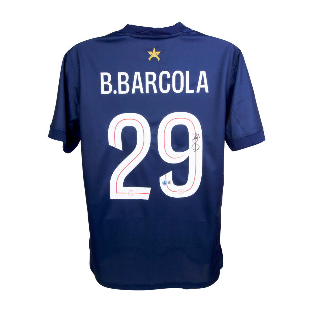 Bradley Barcola Signed PSG Home Soccer Jersey #29 with Beckett Witness