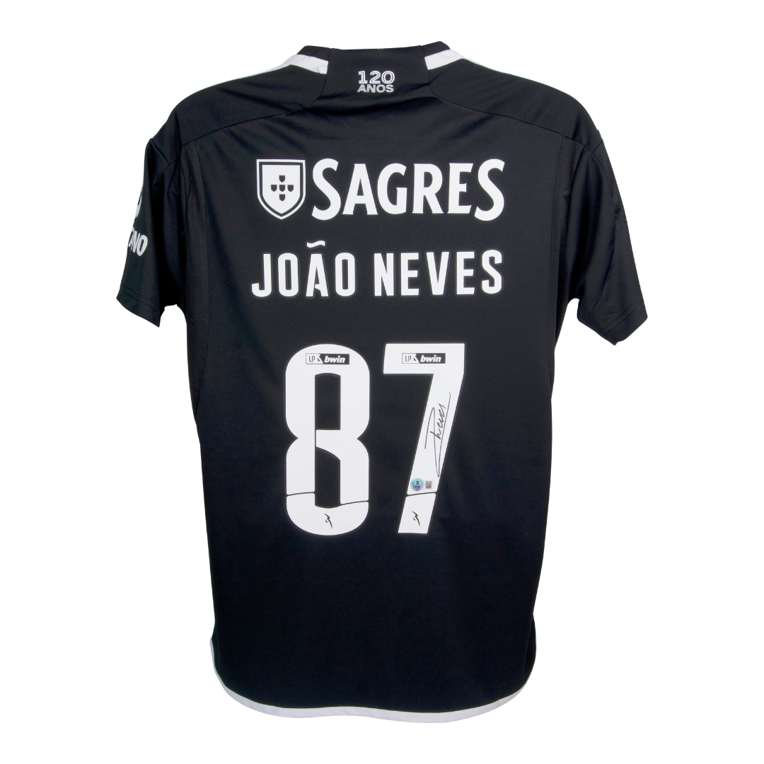 Joao Neves Signed Benfica Away Soccer Jersey #87 with Beckett Witness