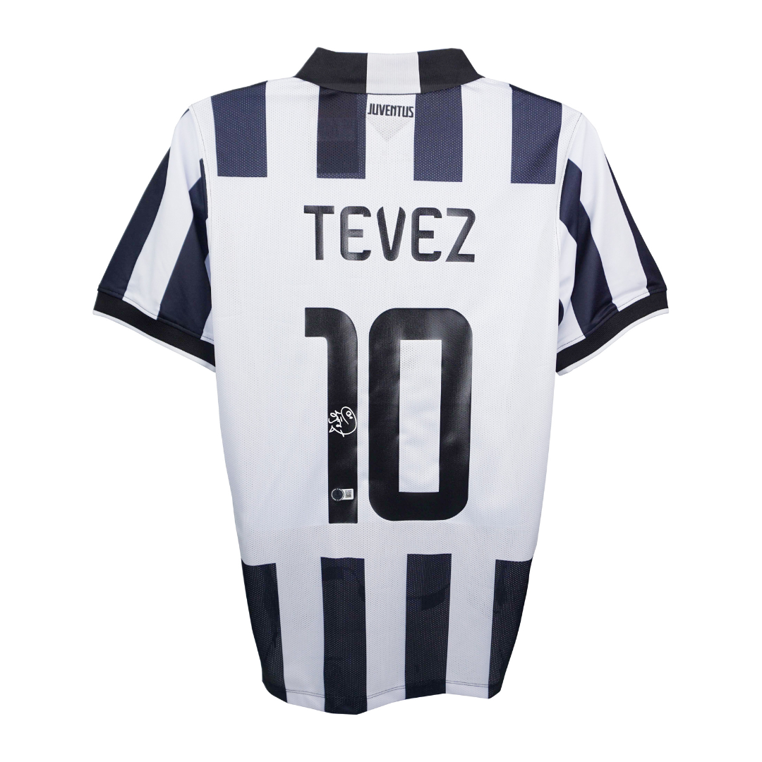 Carlos Tevez Signed Juventus FC Home Soccer Jersey #10 with Beckett Witness
