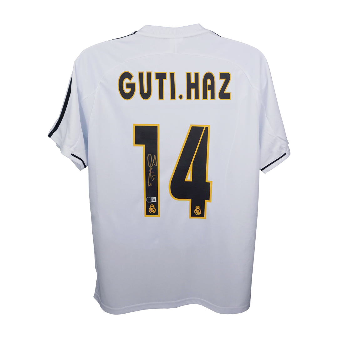 Guti Hernandez Signed Real Madrid Home Soccer Jersey #14 with Beckett Witness