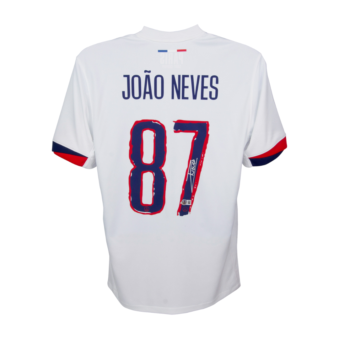 Joao Neves Signed PSG Away Soccer Jersey #87 with Beckett Witness