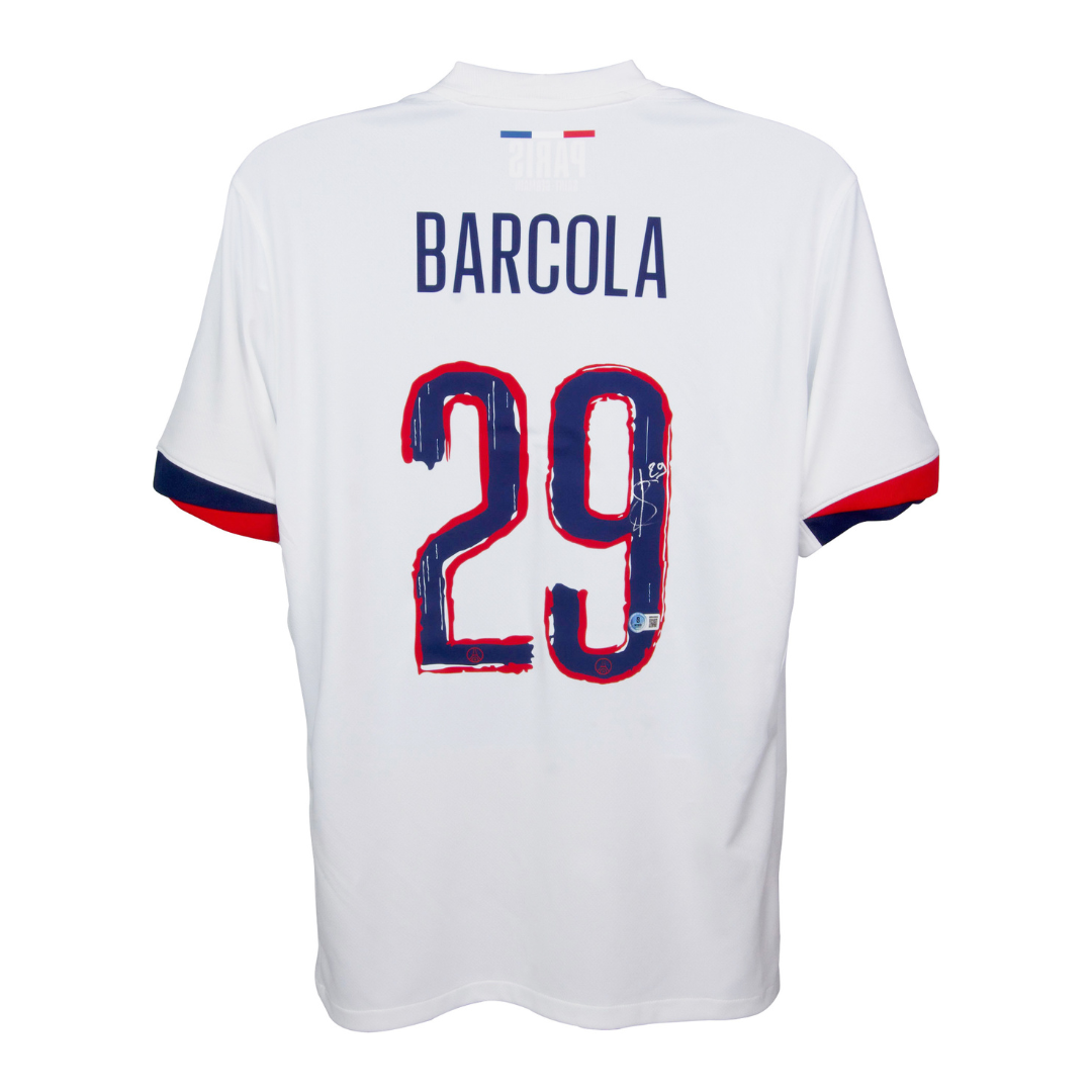Bradley Barcola Signed PSG Away Soccer Jersey #29 with Beckett Witness