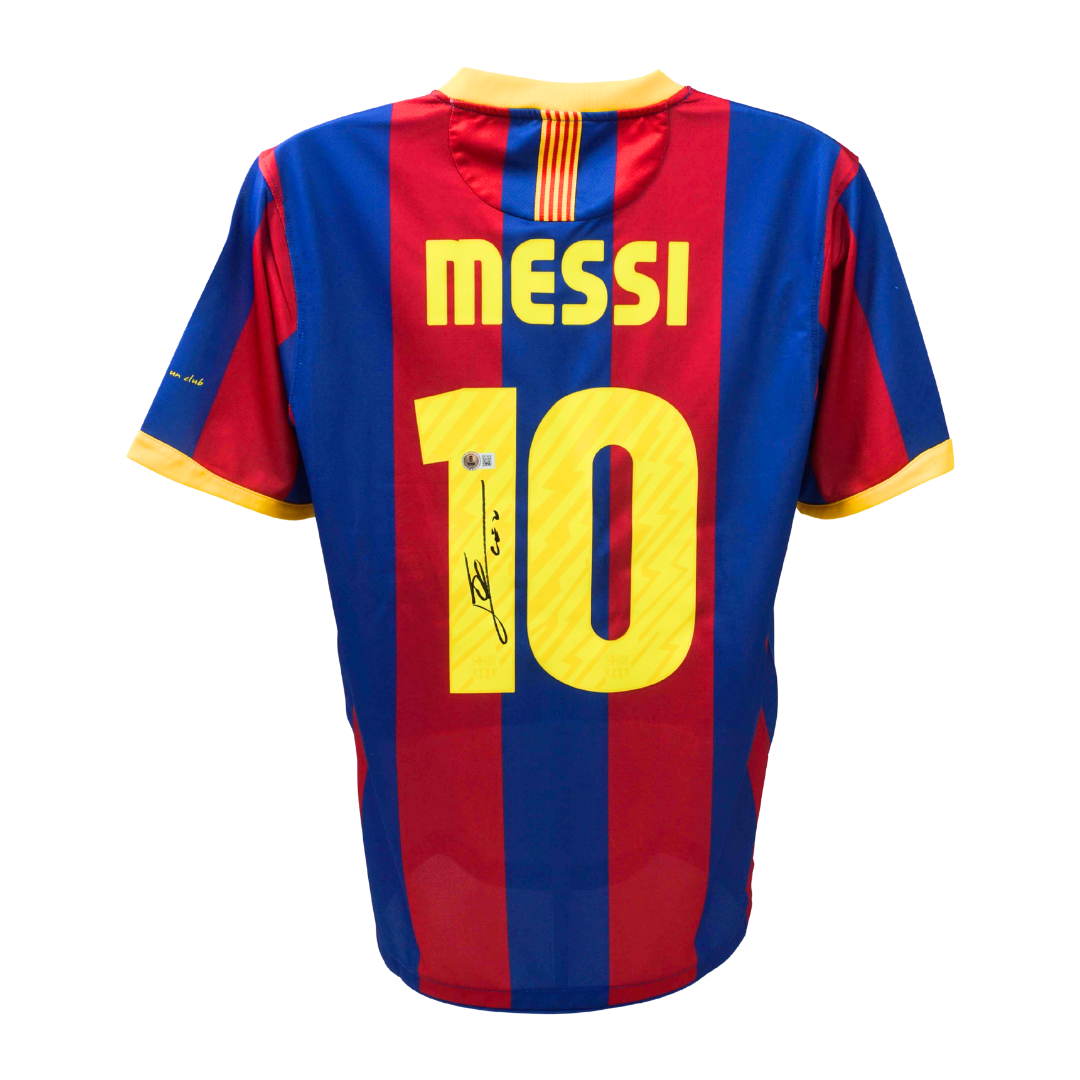 Lionel Messi Signed FC Barcelona Home Soccer Jersey #10 with Beckett Witness