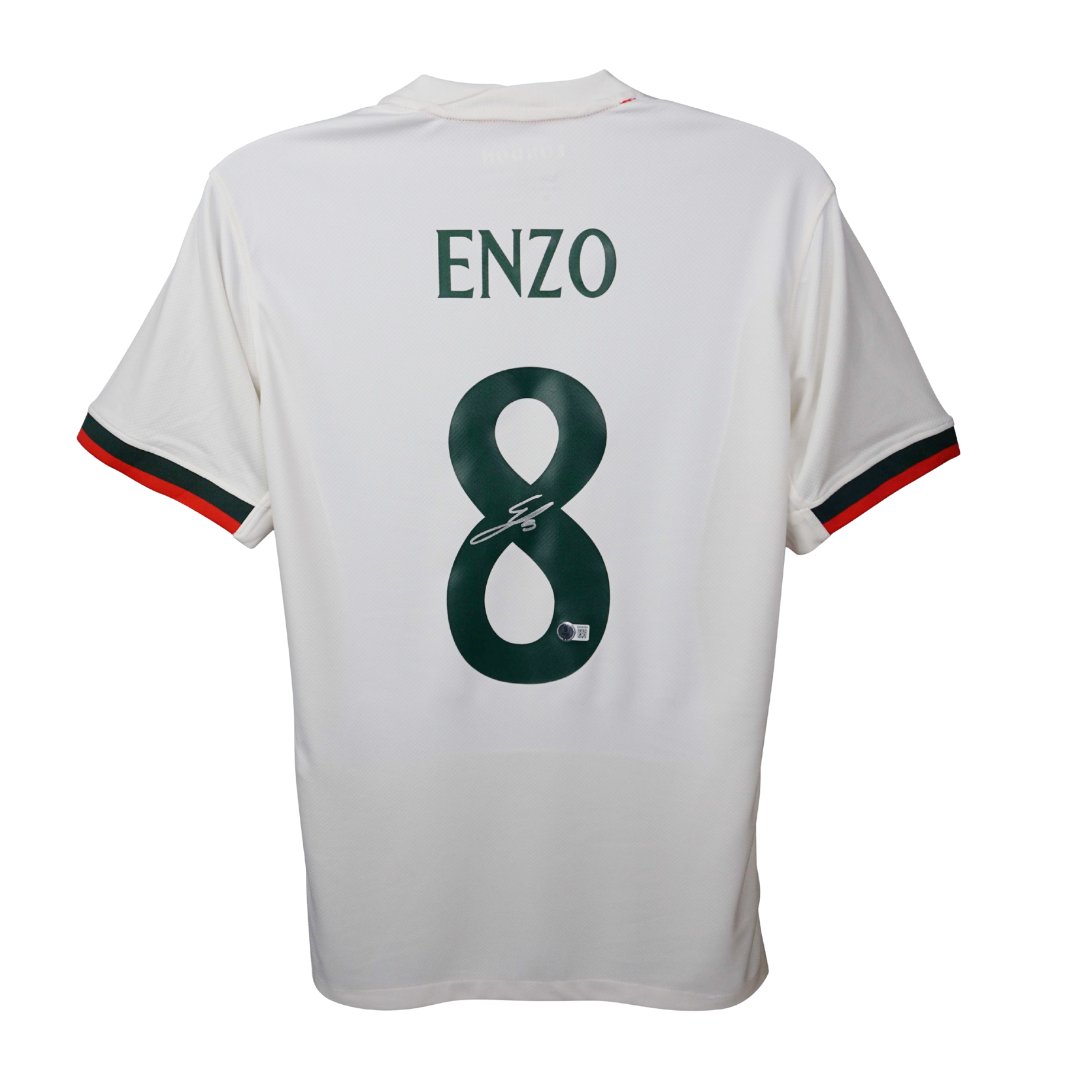 Enzo Fernandez Signed Chelsea Away Soccer Jersey #8 with Beckett Witness