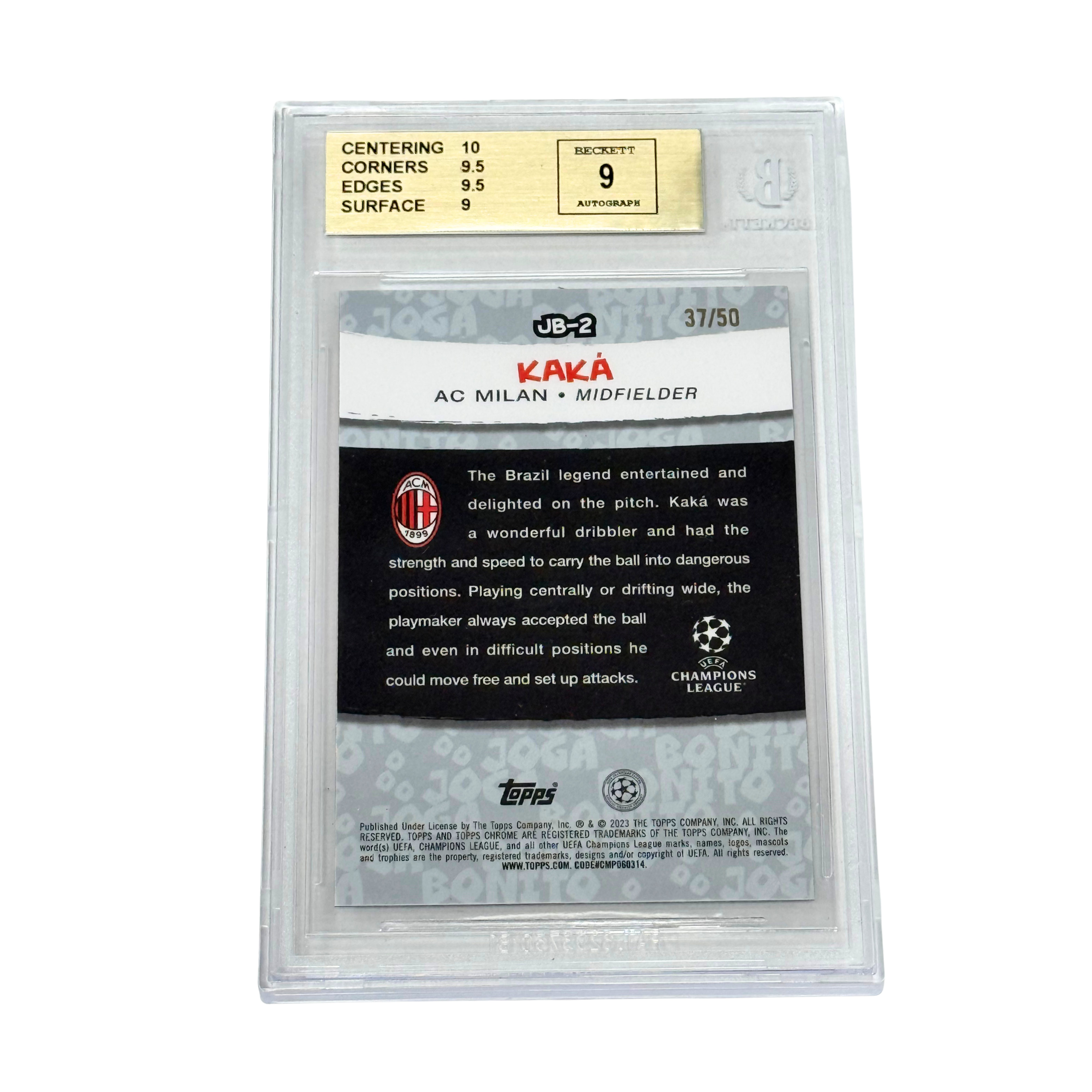 Kaka Signed 2022-23 Topps Chrome UCC Joga Bonito Gold /50 – BGS 9.5